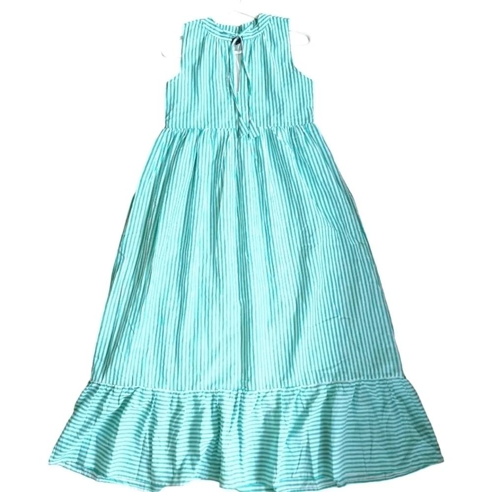 DUFFIELD Lane Teal Striped Midi Dress - Picture 3 of 11